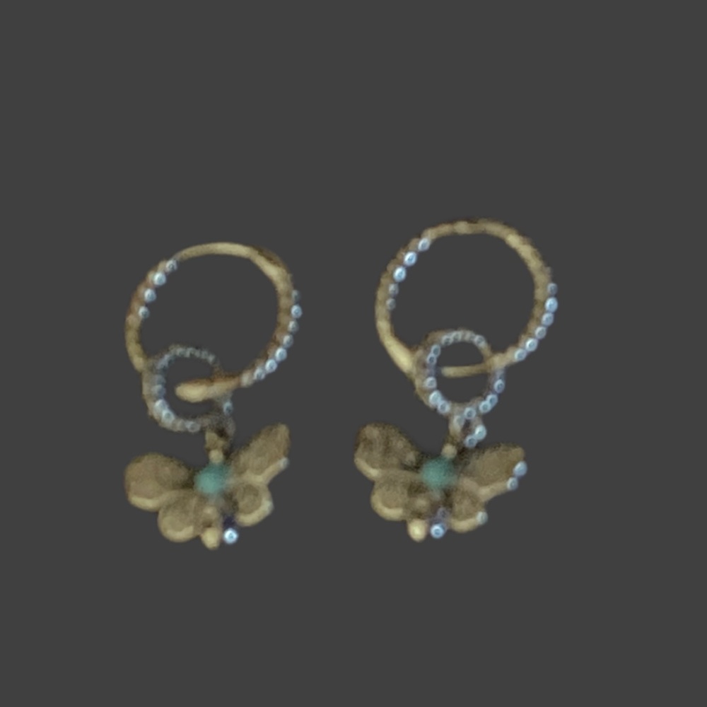 Butterfly charms and  Silver Huggies - Picture 3 of 3